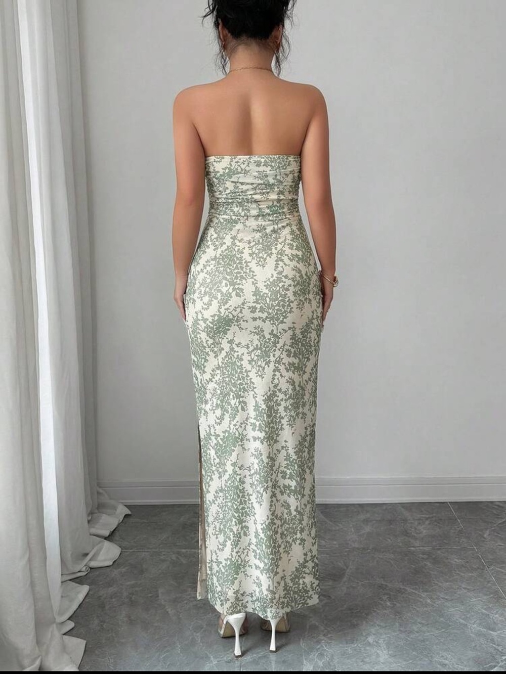 Dress Bodycon Tube Maxi Dress Split Floral - Picture 3 of 4